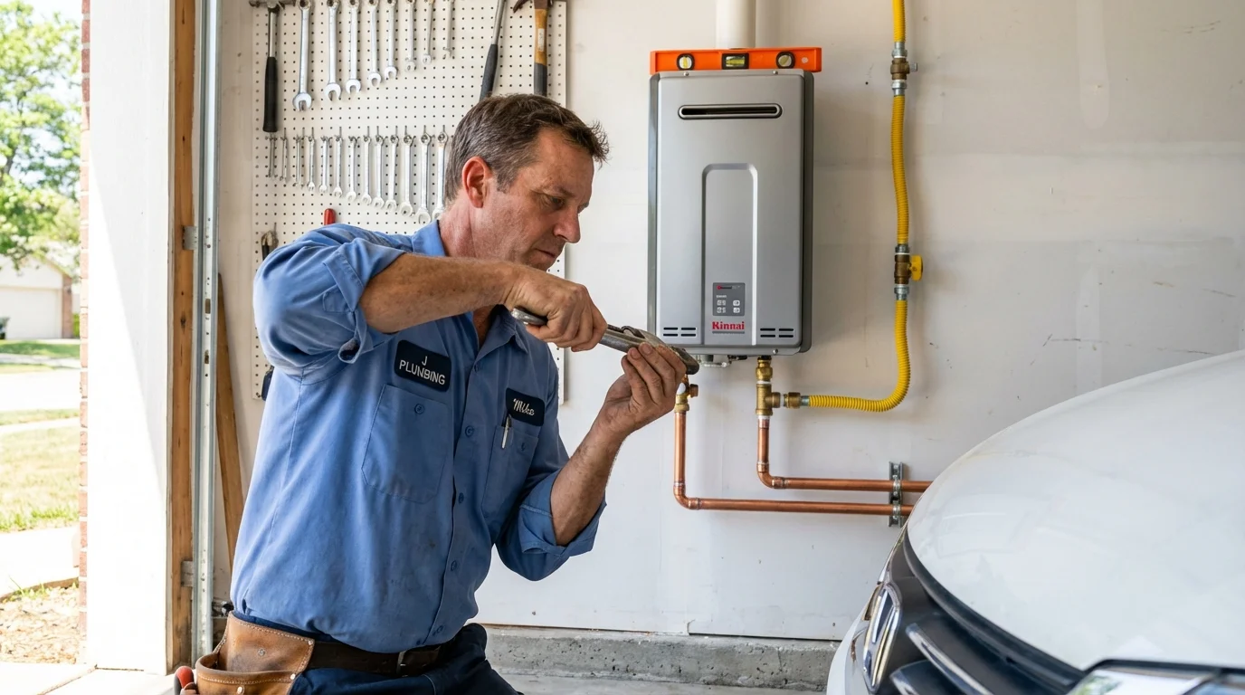 Tankless water heater installation by a Johns Plumbing LLC plumber in Chesapeake